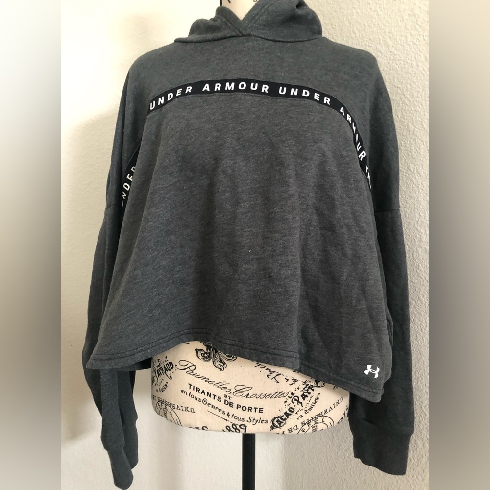 Under Armour Women's Gray Crop Top Hoodie L